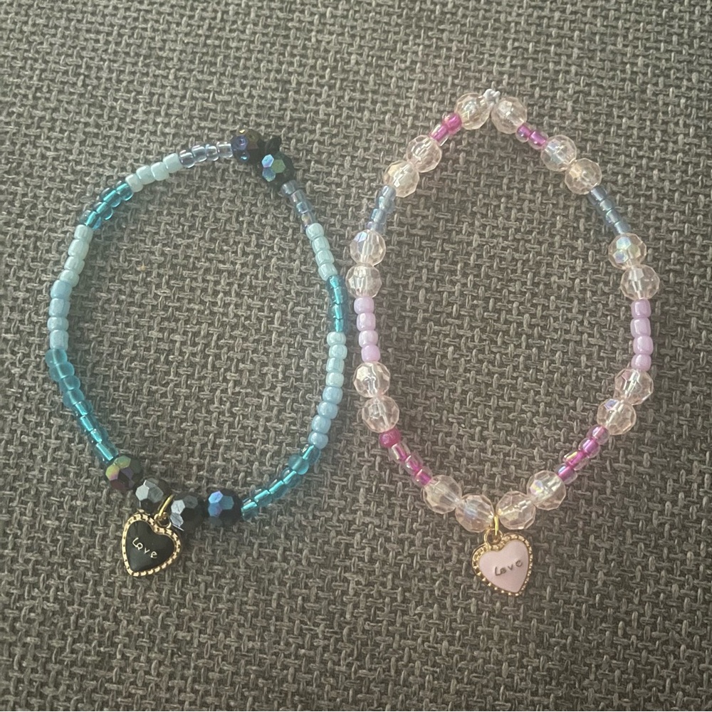 Iridescent Glass beads Charm Stretch Multi-Color Handmade Bracelets 2 NWT - Picture 4 of 6